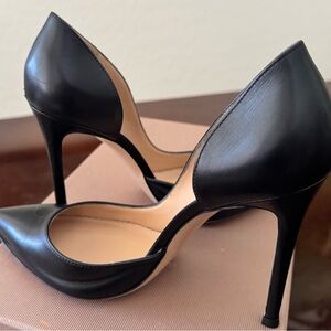 Gianvito Rossi Black Leather d’Orsay Heels